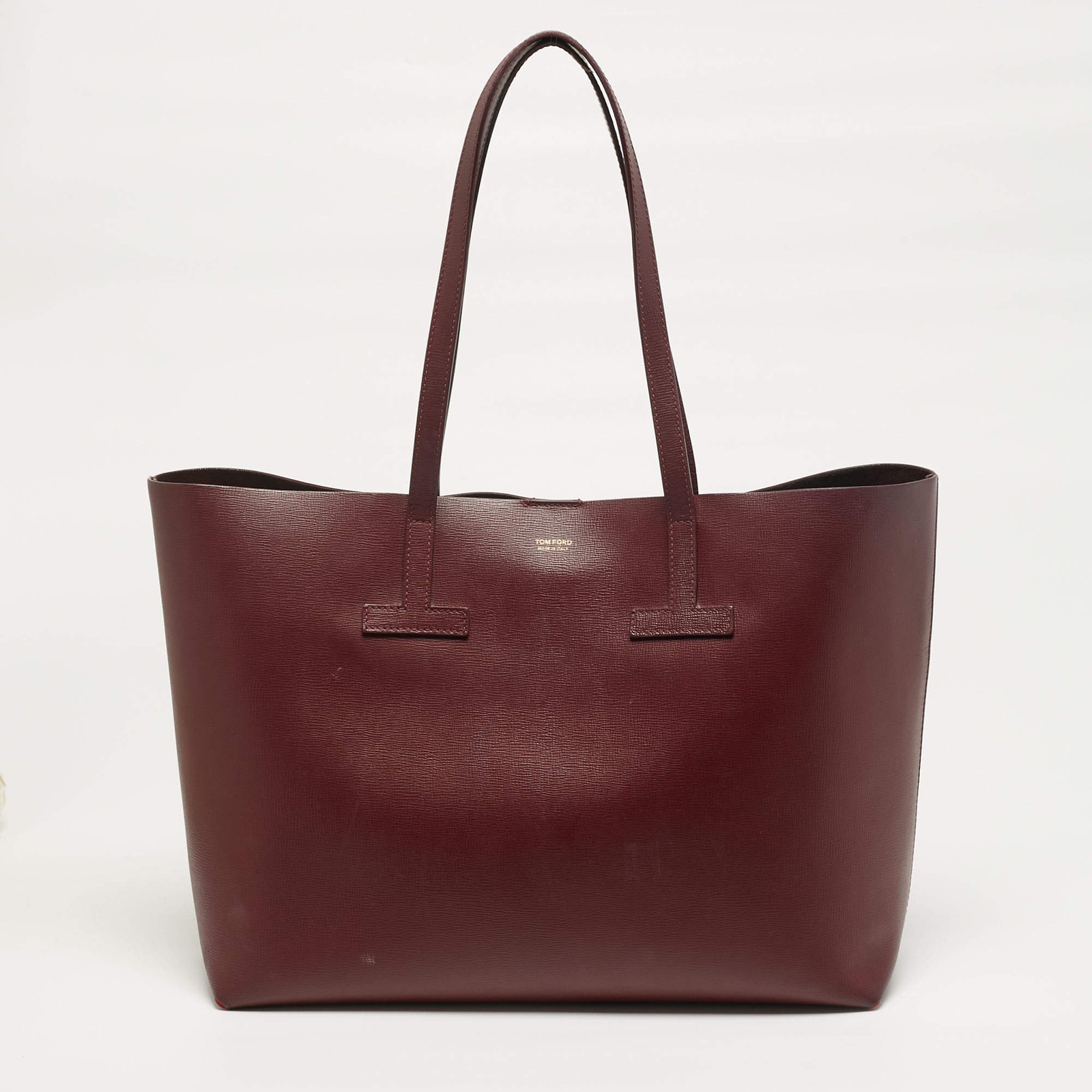 Tom Ford T Dark Red Leather Shopper Tote