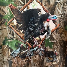New VTG Turkey Babies Camo Graphic T-Shirt Hunting 90s Y2K Jon Q Wright XXL