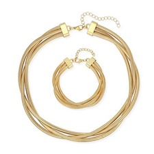 Gold Choker Necklace for Women, Chunky Necklace Layered Alloy Jewelry Set, No...