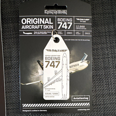 Aviationtag Schlüsselanhänger Original Aircraft Skin Boeing 747 Iron Maiden