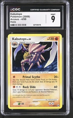CGC 9 MINT Kabutops 2009 Arceus 4/99 Holo Pokemon Card