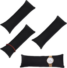 4 Pack Long Watch Pillow, Black Velvet Bracelet Bangle Cushions Display Pillows
