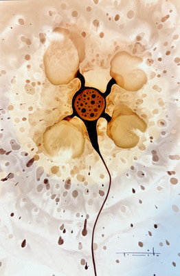 Jose Tonito Original painting.FLORECITA 2.Organic surrealism.Amazing flower
