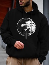  Durable Men's Trendy Red Wolf Head Hoodie - Casual  Comfortable Long Sleeve P