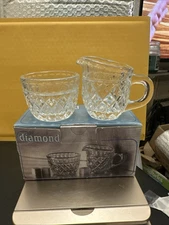 Libs Glass Sugar And Creamer Set, Diamond