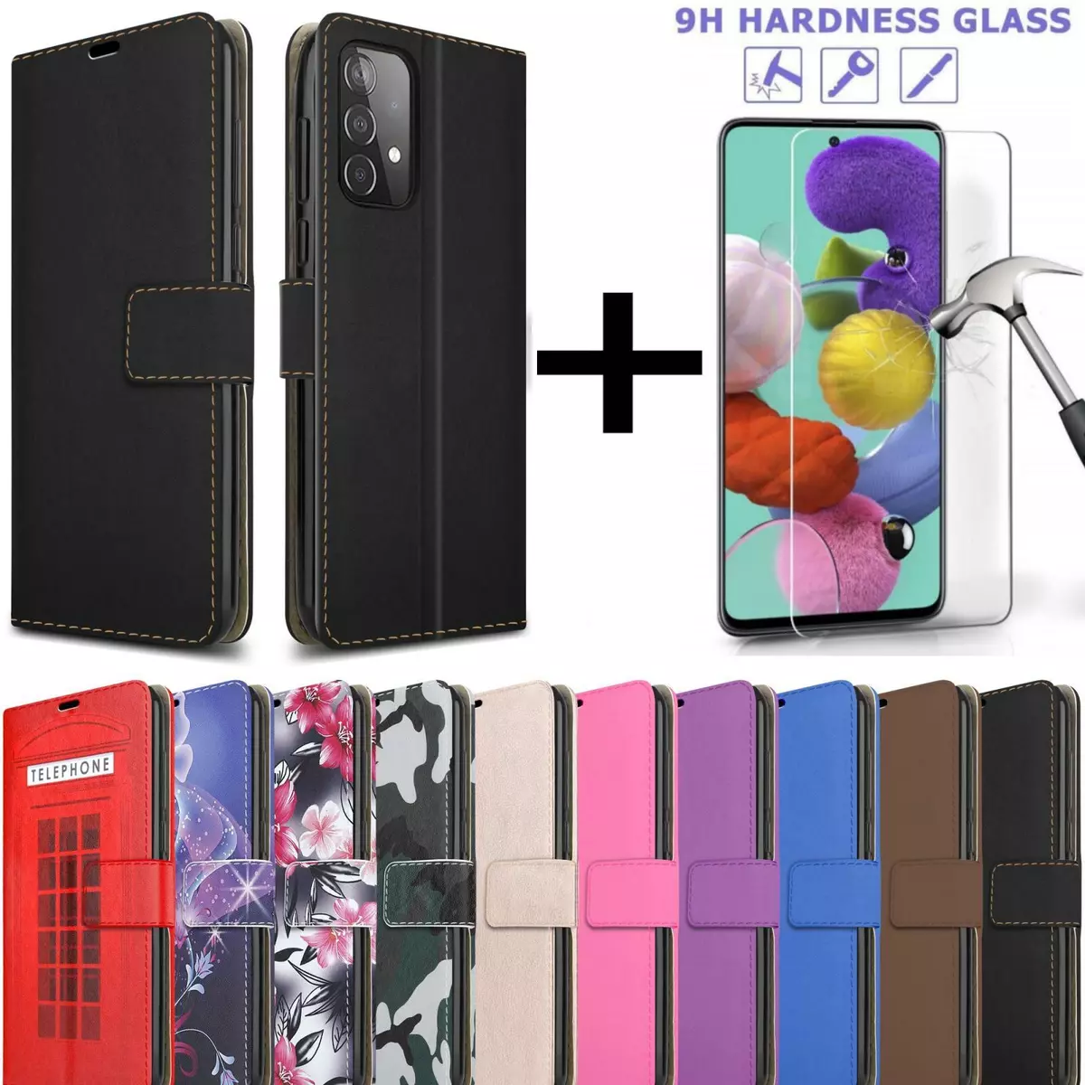 For Samsung Galaxy A53 5G Case Leather Wallet Stand Phone Cover Screen Glass