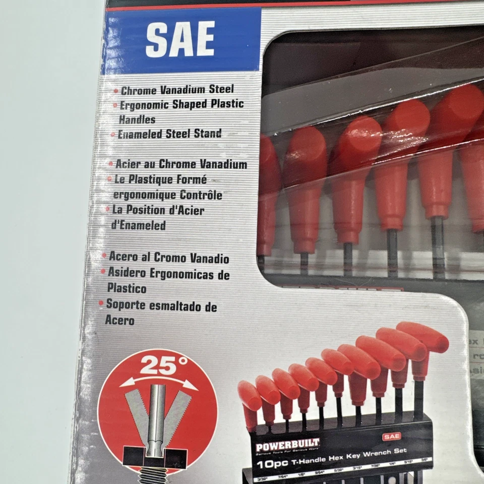 T-Handle Allen Wrench Hex Key Set SAE Ball End Chrome Vanadium - Image 3 of 4