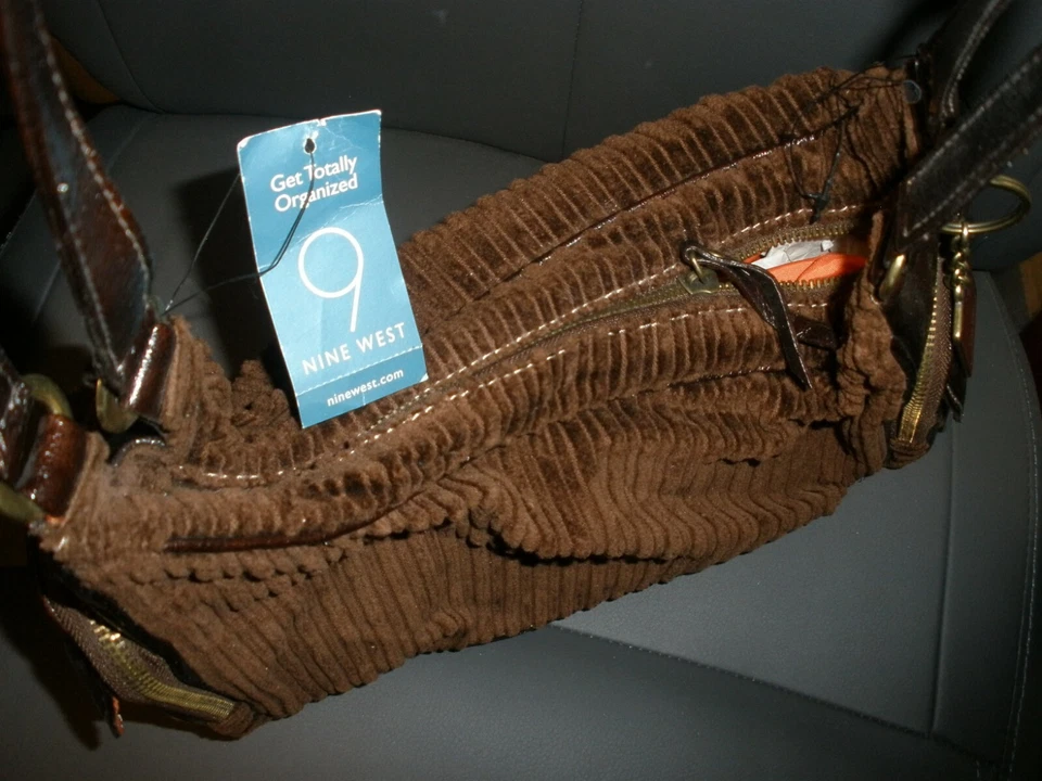 НОВАЯ коричневая вельветовая женская сумочка Nine West сумочка с угловыми карманами (P5) - Изображение 2 из 4