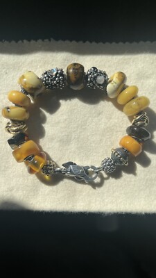 Trollbeads alle ORIGINAL BERNSTEIN - komplettes Armband 19cm mit Schloss.