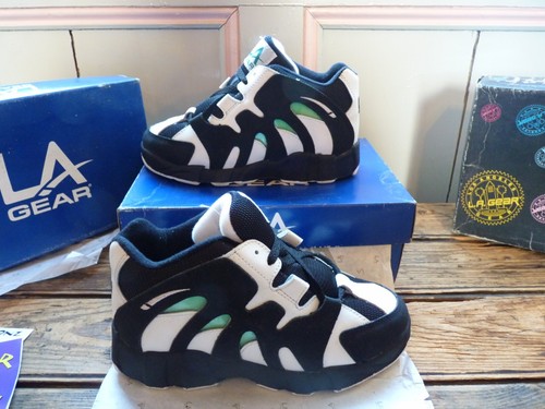 NOS & UNWORN VINTAGE RETRO BOXED 1992 LA GEAR THUNDERSTRIKE NEONZ TRAINERS SZE 4 - Picture 3 of 13