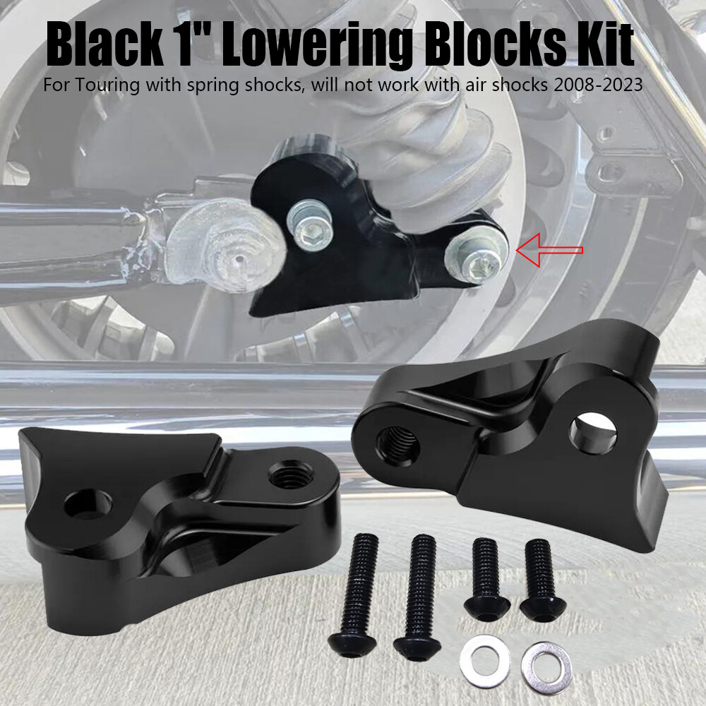 Black 1 inch Lowering Blocks Kit For Harley Touring Street Glide