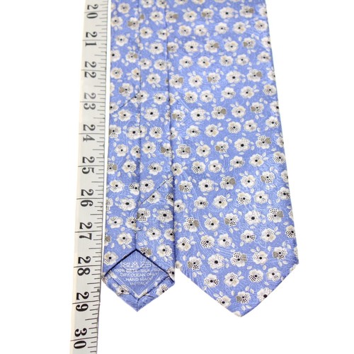 Italo Ferretti NWT Neck Tie Blue/White/Gray Small Floral 100% Silk Made in Italy - Picture 4 of 10