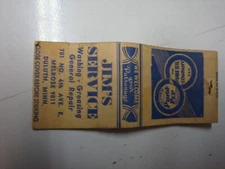 Jim's Service Duluth, Minn. Pure Oil co. 1930's Matchbook