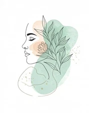 Digital Minimalist Line Art Woman Portrait - Modern Abstract Wall Art Print