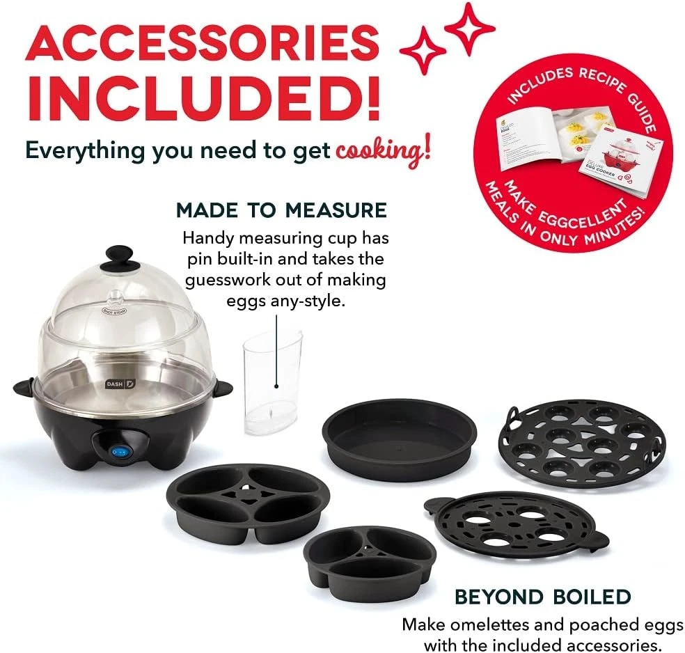 Deluxe Rapid Egg Cooker for Hard Boiled Poached Scrambled Omelets and Steaming
