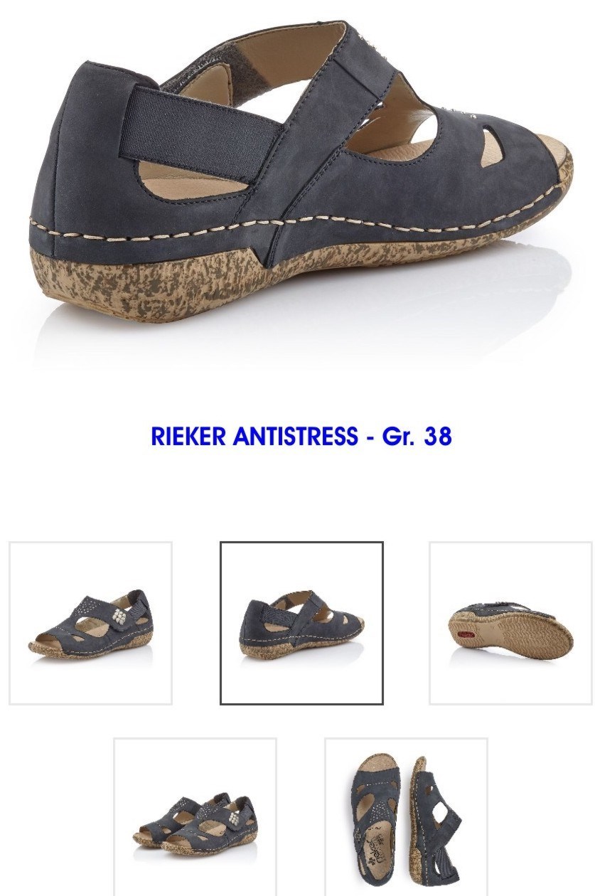 RIEKER ANTISTRESS – SANDALE – BLAU – Gr. 38 RIEKER ANTISTRESS – SANDALE – BLAU – Gr. 38