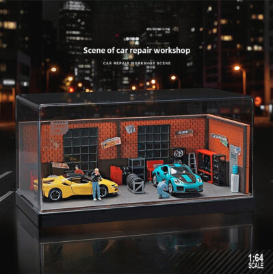 Diorama 1:64 Garage Model Workshop Scene Display Case Model Car