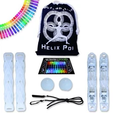 Helix Poi - UltraPoi LED Poi Set - Best Light Up Glow Poi - Flow Rave Dance Toy