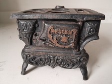 Vintage Crescent Cast Iron Stove Salesman Child's Miniature W/O Accessories
