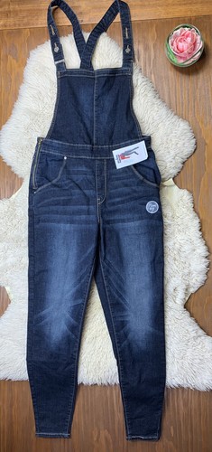 DENIZEN From Levis Stretch Skinny Blue Denim Crop Bib Overalls Womens Medium NWT