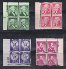Scott # 1031-1033- 1035- 1036-MINT Plate Blocks of 4-MNH-OG-VF
