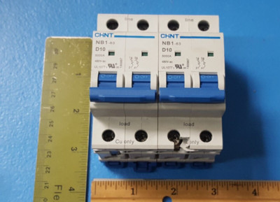 (2 PCS) Circuit Breaker, NB1-63 D10, CHINT, 480VAC, 10A, 2 POLE