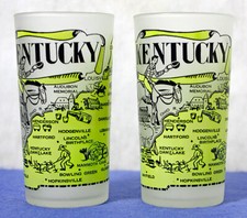 Two (2) Frosted Kentucky Souvenir Glasses