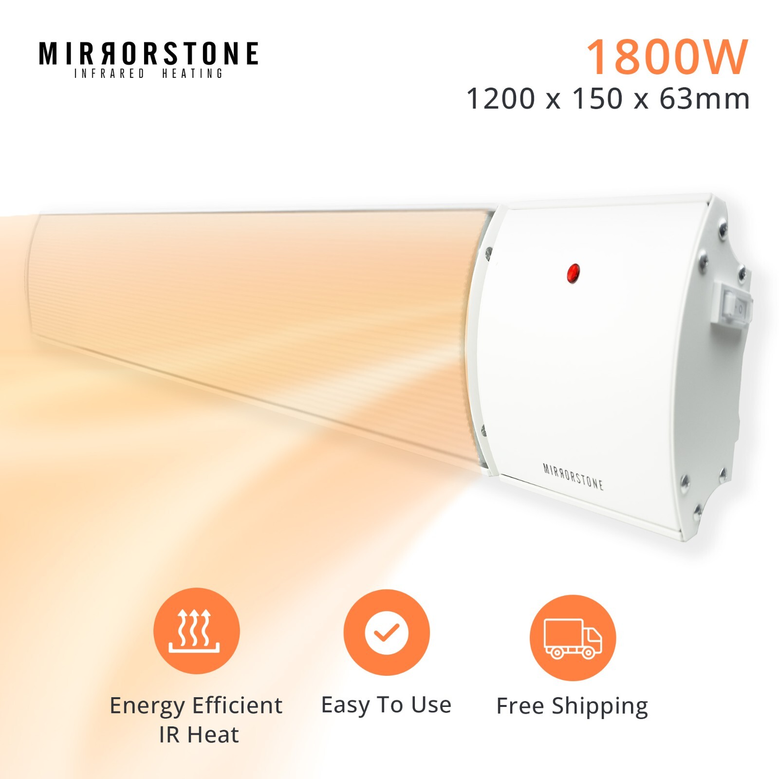 Mirrorstone 1200W- 3000W Bar Infrared Heater, Energy Saving Indoor u0026amp;  Outdoor | eBay