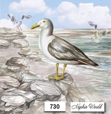 (730) TWO Individual Paper LUNCHEON Decoupage Napkins - SEAGULL BIRD OCEAN SEA
