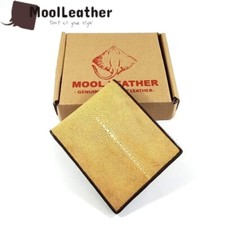 new Men's wallet made of genuine leather skin in cream brown bifold