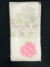 New Vintage Essential Home Set 4 White Cloth Table Napkins Embroidered Butterfly