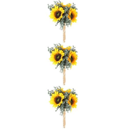 Set of 3 Plastic Simulated Sunflower Bridesmaid Holds Flowers-