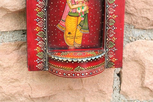 Wooden Painted Wall Hanging Pooja Ghar Decor, Hindu Pooja Furniture - Picture 11 of 11
