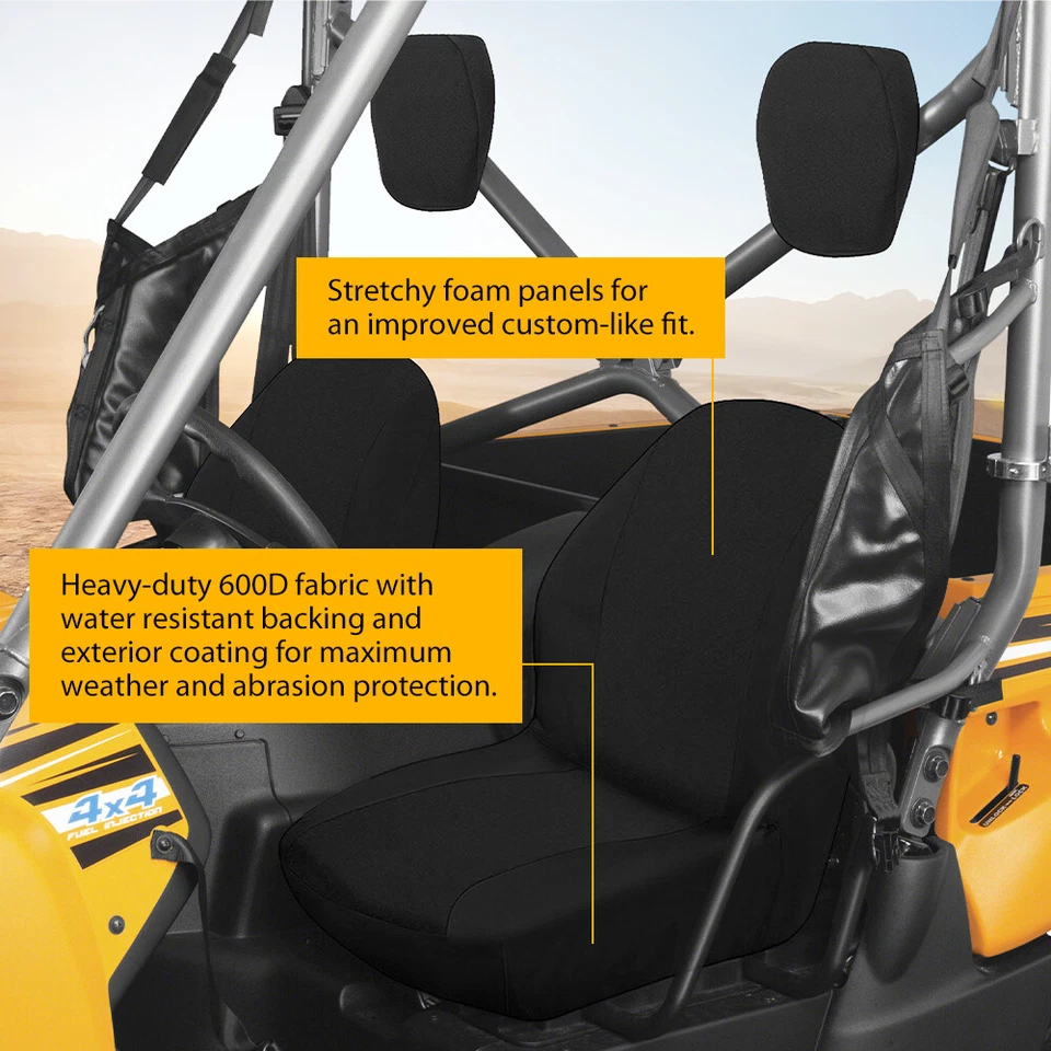 Cubierta de asiento UTV para Yamaha Rhino 450 Rhino 660 Rhino 700 negra 4X4 2004-2013 Foto 4 de 4