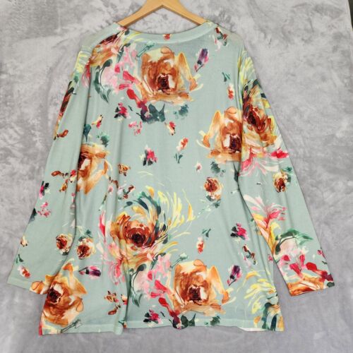 Soft Surroundings Sweater Womens 2X Artsy Painted Floral Print Soft Pullover - Picture 3 of 9
