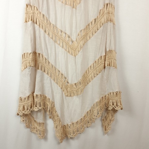 Umgee Womens Open Cardigan Crochet BOHO Sleeveless Long Ivory Size S Open Knit - Picture 8 of 19