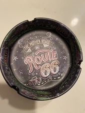 Route 66 ASHTRAY Glass Black Souvenir Travel