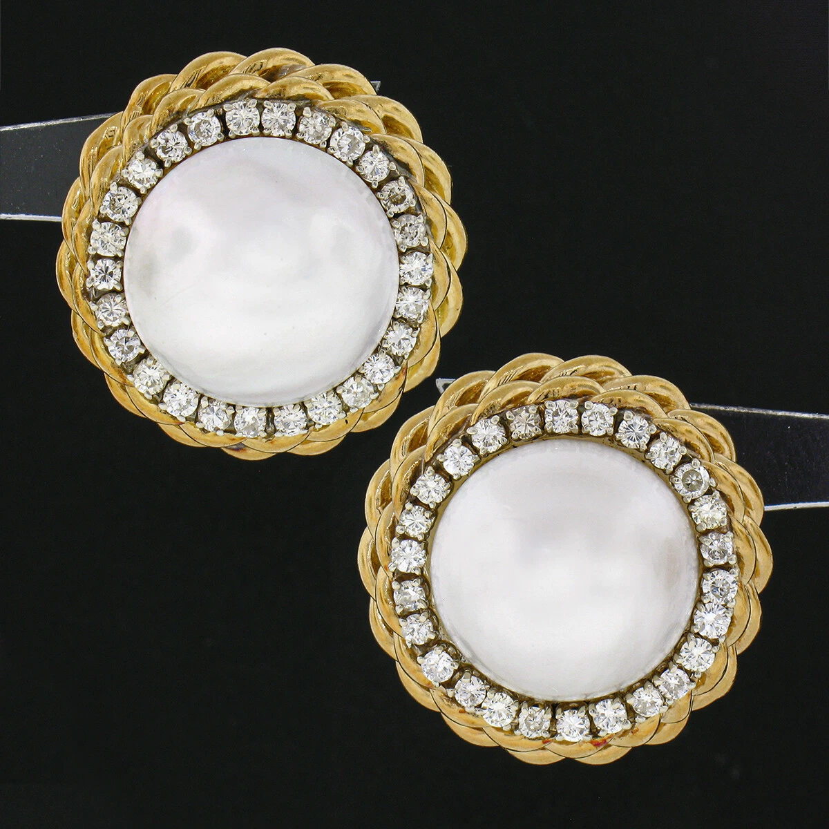 Chanel Pearl Halo Stud Earrings in Gold