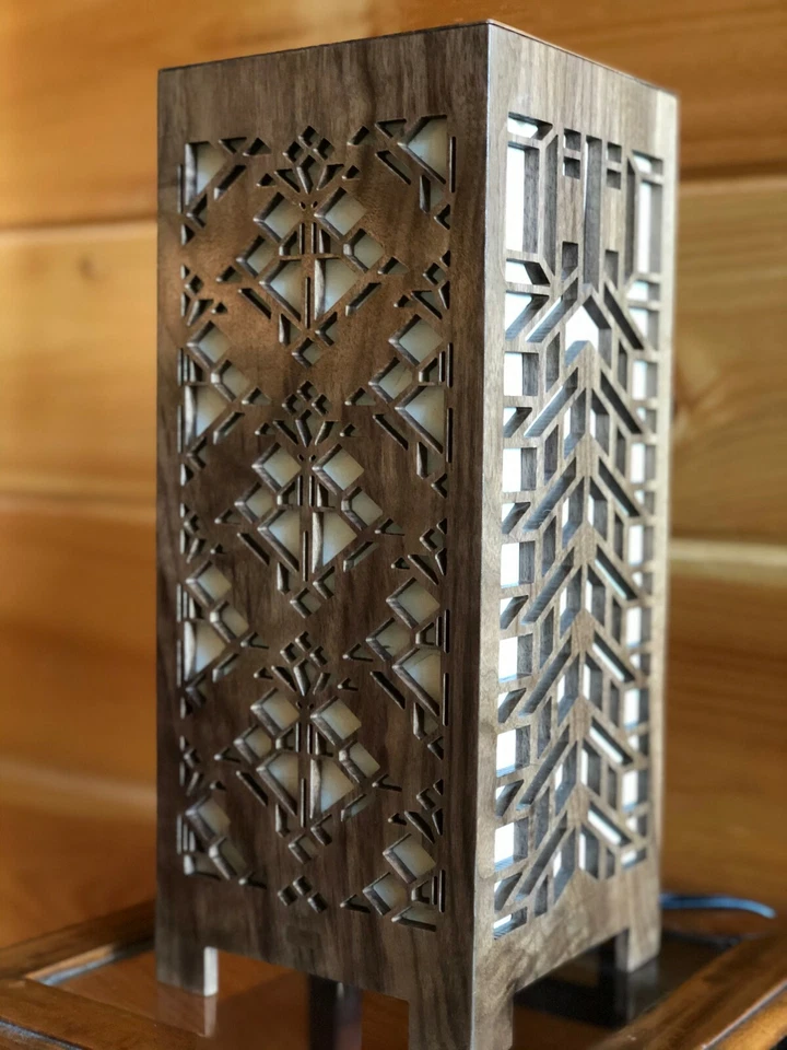  Lámpara de acento Lightbox negro macizo nogal (diseño # 4) Foto 4 de 4