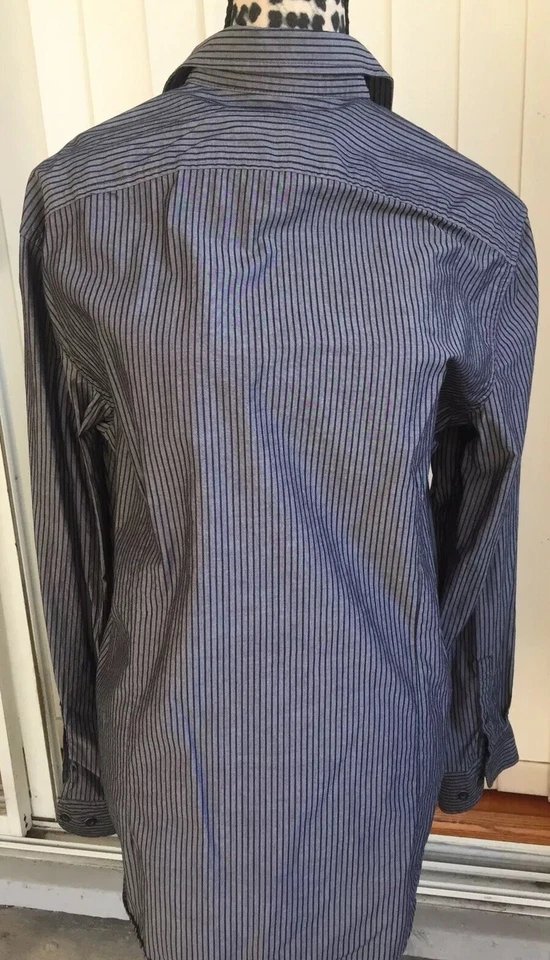 Kenneth Cole Reaction Mens Shirt Long Sleeve Striped Button Down Gray Lg (i1696) - Image 2 of 4