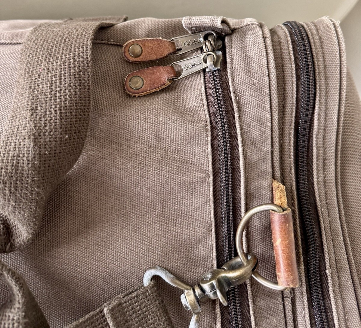 Sac à Vêtements Pliable Vintage Cabela's - Toile Et Cuir Marron - 21 Pouces - Voyage Et Chasse