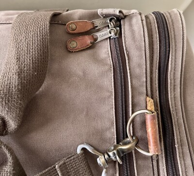 Sac De Voyage Vintage Cabela’s En Cuir Et Toile - Taille Large - Style Aventure - Très Bon état