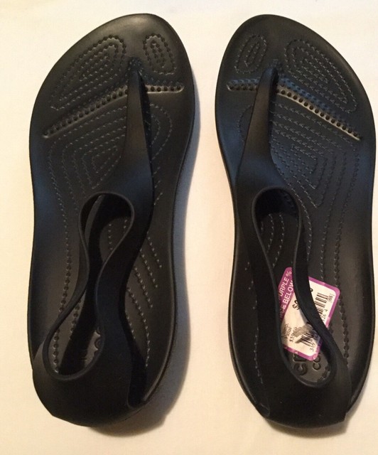 Crocs Womens Serena Flip Thong Sandal Closed Heel Size 9 Black NEW | eBay