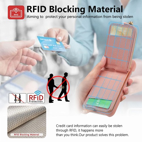 For iPhone 16 15 14 13 12 11 Plus Pro Max Flip Zipper Card Wallet Case With Ring - Picture 49 of 91