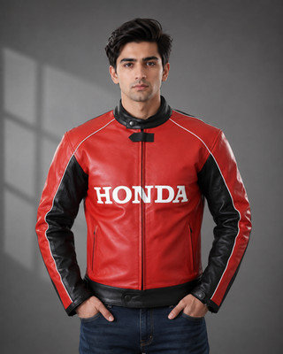 Men's Red Black Leather Motorcycle Jacket Racing Biker Moto Riding Coat