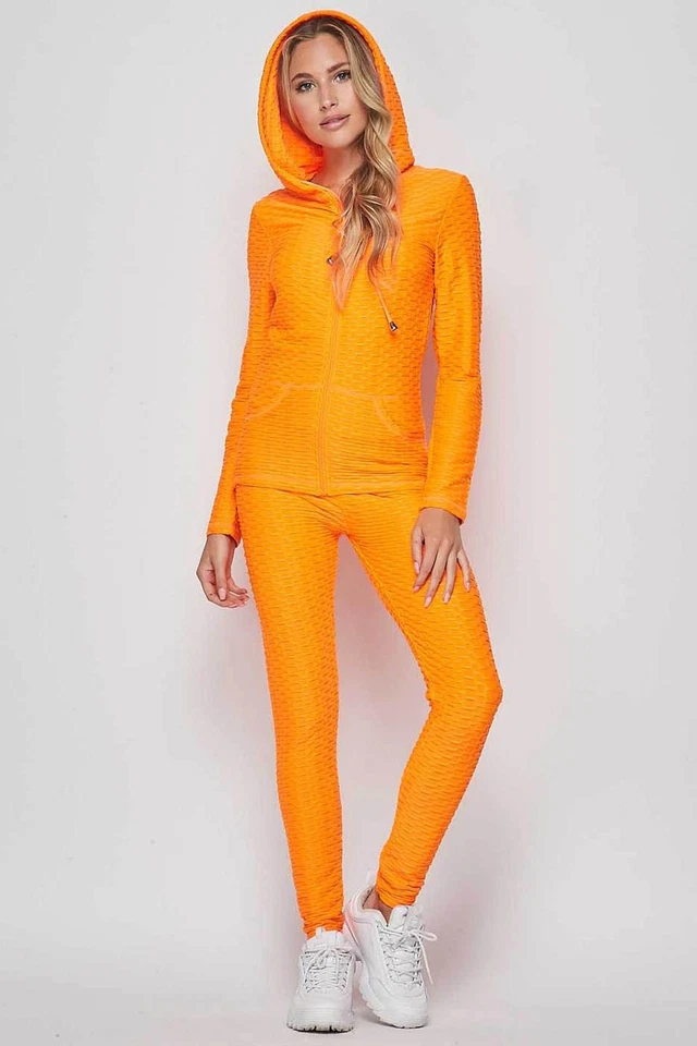 2 件套磨砂紧身裤和连帽夹克套装 — 第 4/4 张图片