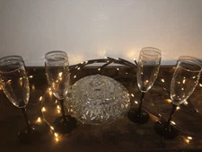 Signature Benson and Hedges Black Stem champagne glasses set of 12