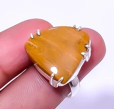 Red And Yellow Jasper 925 Sterling Silver Solitaire Handmade Ring Adst. (R701)