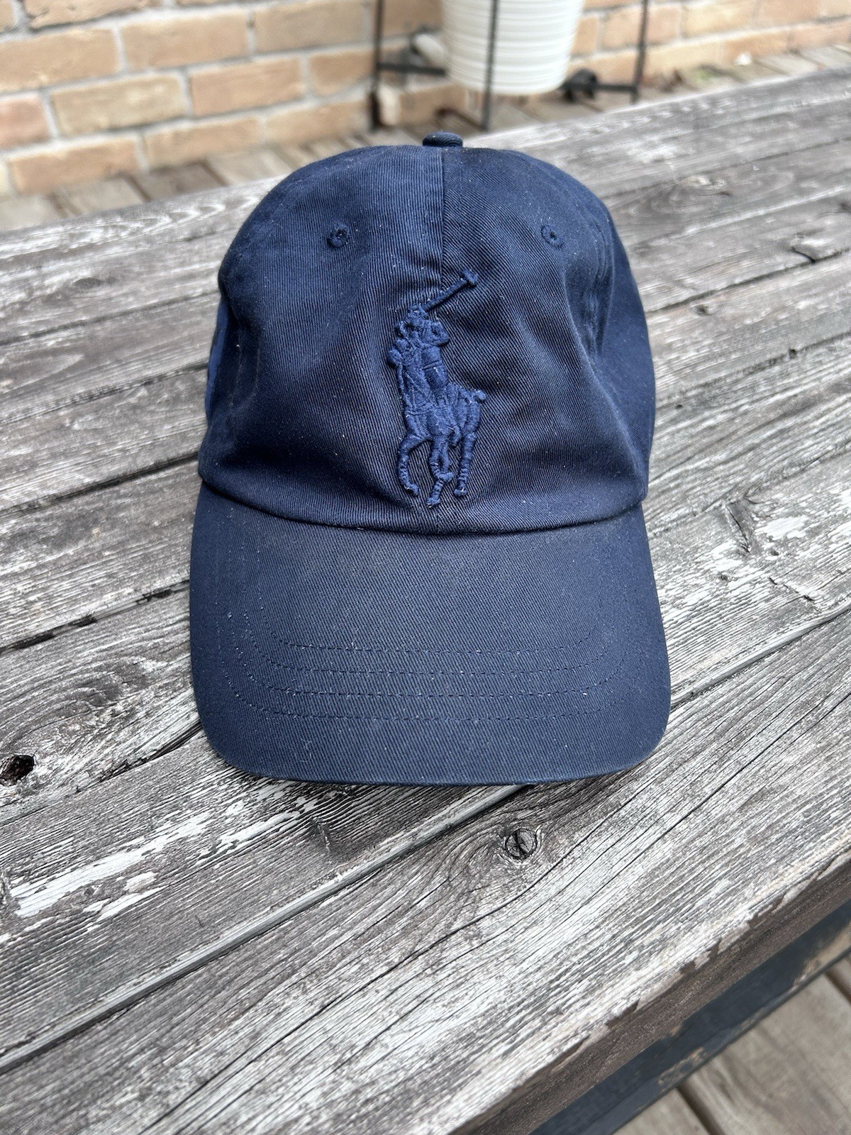 Cappello berretto Polo Ralph Lauren Big Pony logo blu navy taglia unica con cinturino in pelle