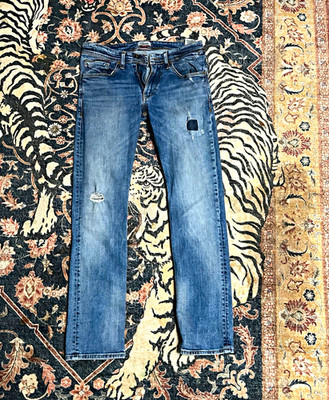 Tommy Hilfiger Men's Slim Straight Blue Denim Jeans Medium Wash 5-Pocket